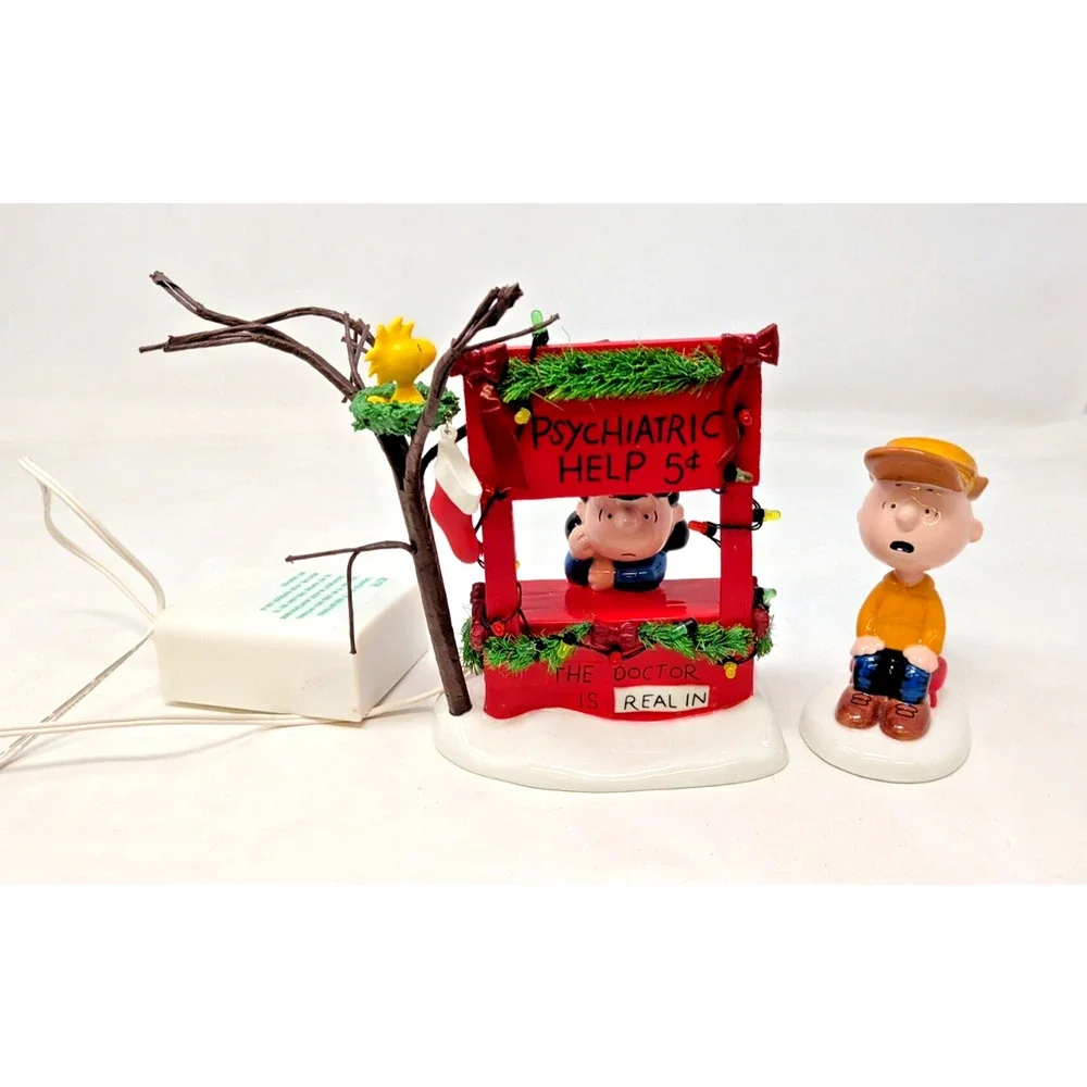 Dept 56 Peanuts “Christmas Spirit - 5 Cents” Lucy Dr & Charlie Brown 2 Pc Set